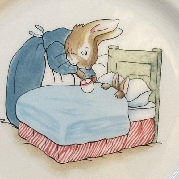 VTG 1980s Wedgewood Peter Rabbit Child's Plate, Bowl & Cup 3 Piece Set England - Picture 4 of 16